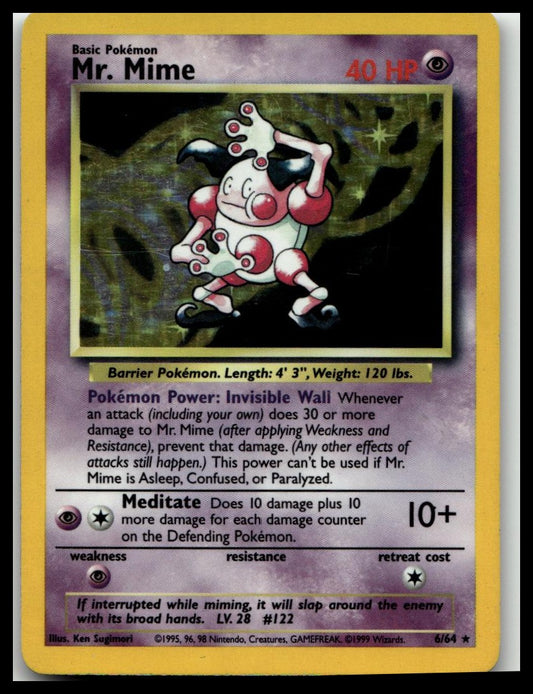 MR. MIME JUNGLE NO SYMBOL MISPRINT HOLO RARE 6/64 #6