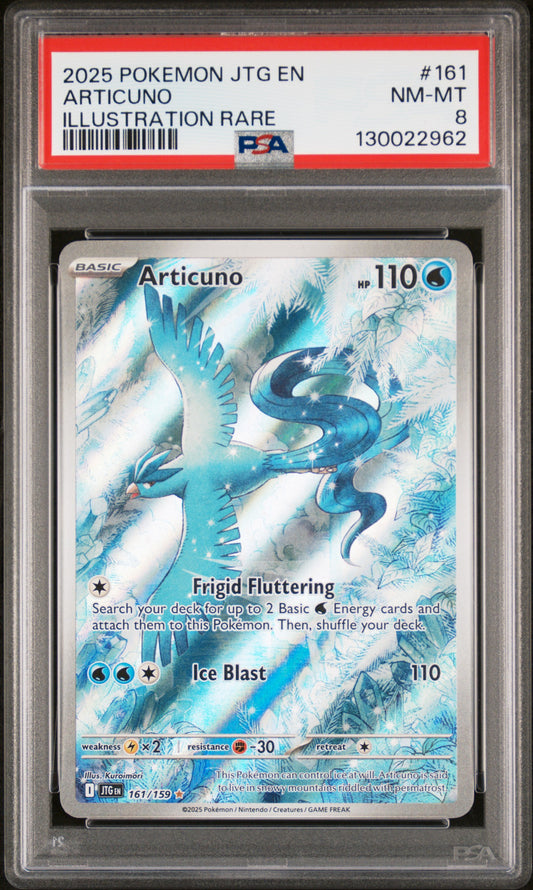 2025 Pokemon Jtg En-Journey Together #161 Articuno Illustration Rare PSA 8