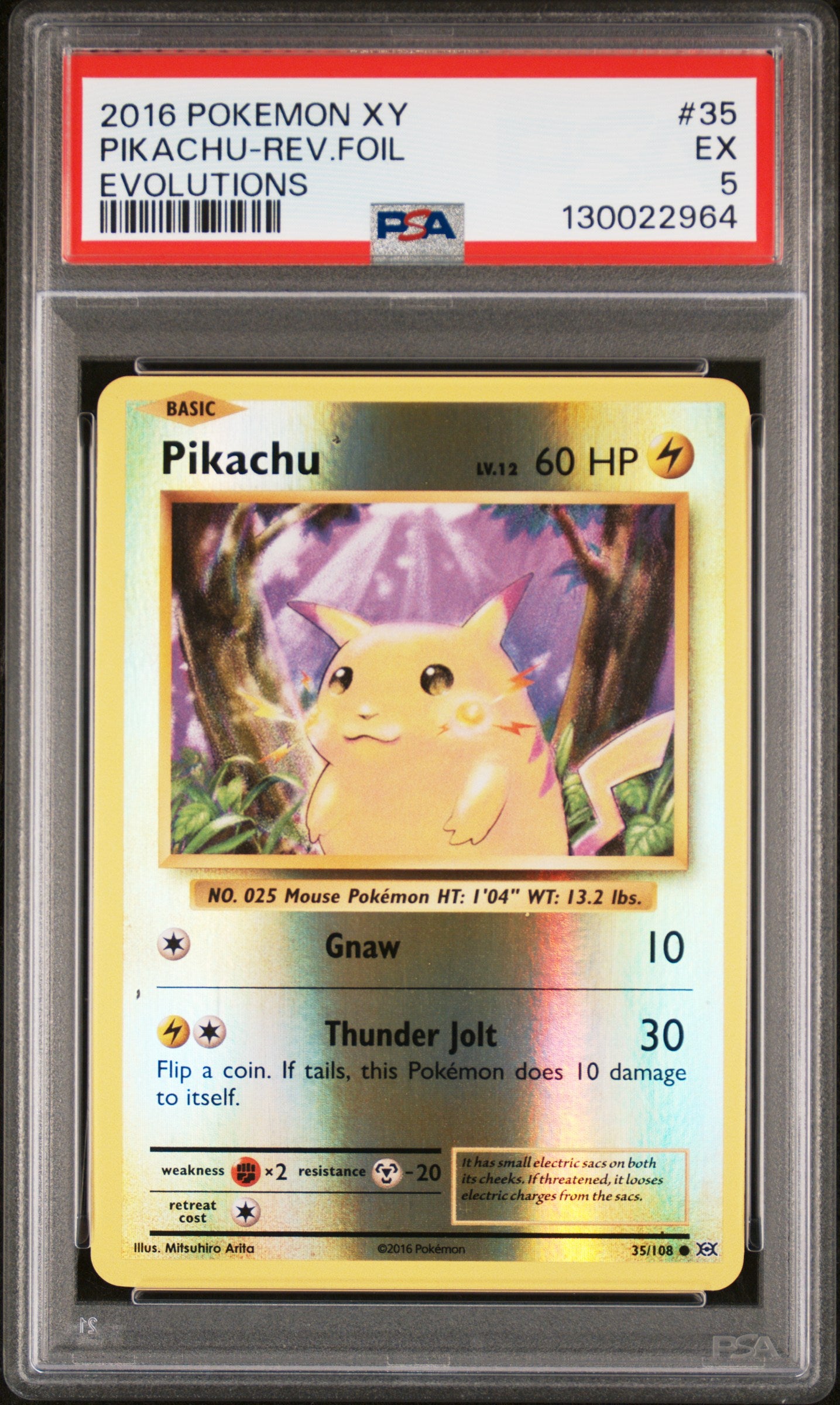 2016 Pokemon Xy Evolutions #35 Pikachu-Rev.Foil Evolutions PSA 5