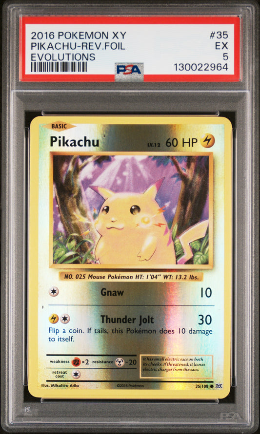 2016 Pokemon Xy Evolutions #35 Pikachu-Rev.Foil Evolutions PSA 5